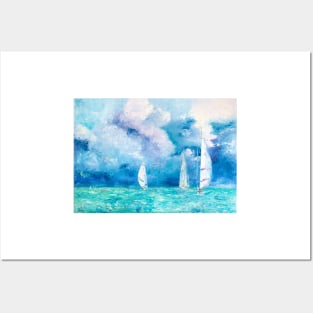 Sailboats on the Azure Waters Posters and Art